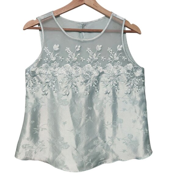 Inner Most XS/S Pajama Set Green Cami Tank And Pants Embroidered NO TAGS READ - Picture 2 of 6